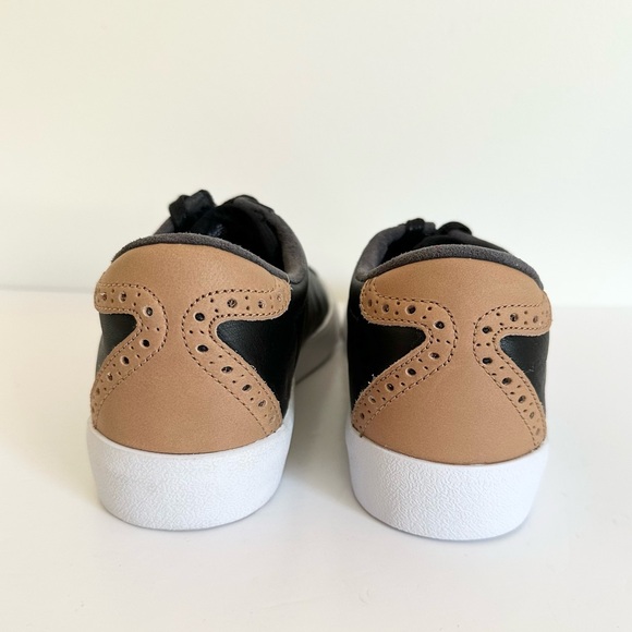 Nike Match Classic Black White Preppy Tan Leather Golf Tennis Sneaker - Picture 7 of 10
